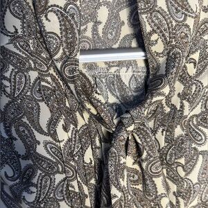 Paisley Print Blouse | Brown and Cream Print Button Down